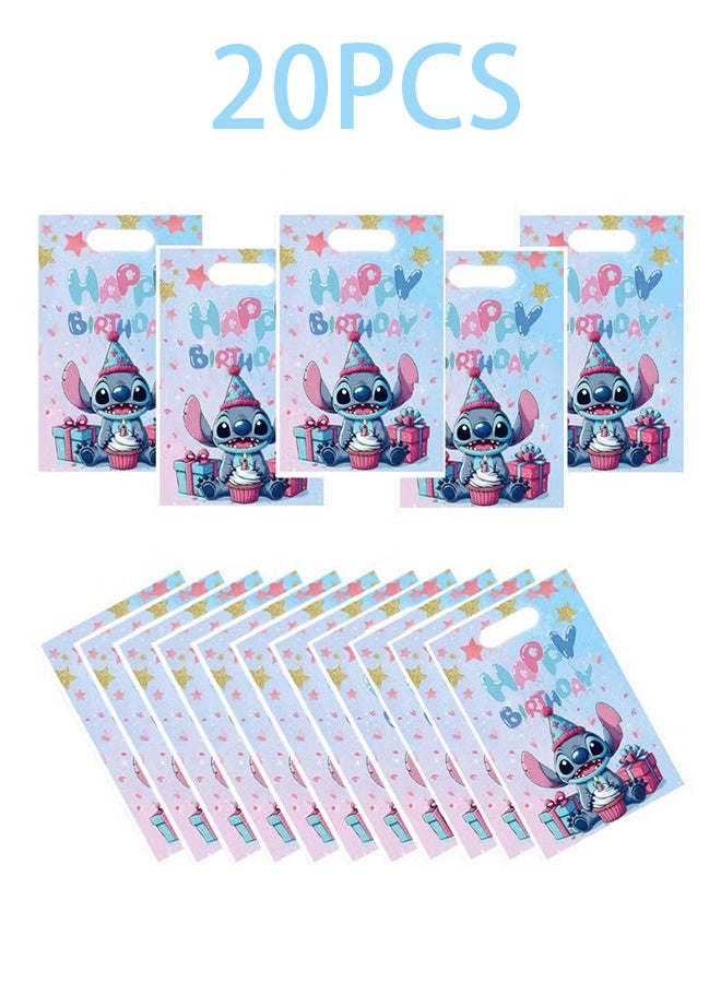 20pcs Cartoon Stitch Pattern Birthday Party Supplies, Cartoon Candy Bags, Tote Bags, Kids Gift Bags, Adult Birthday Party Decorations - Image 1